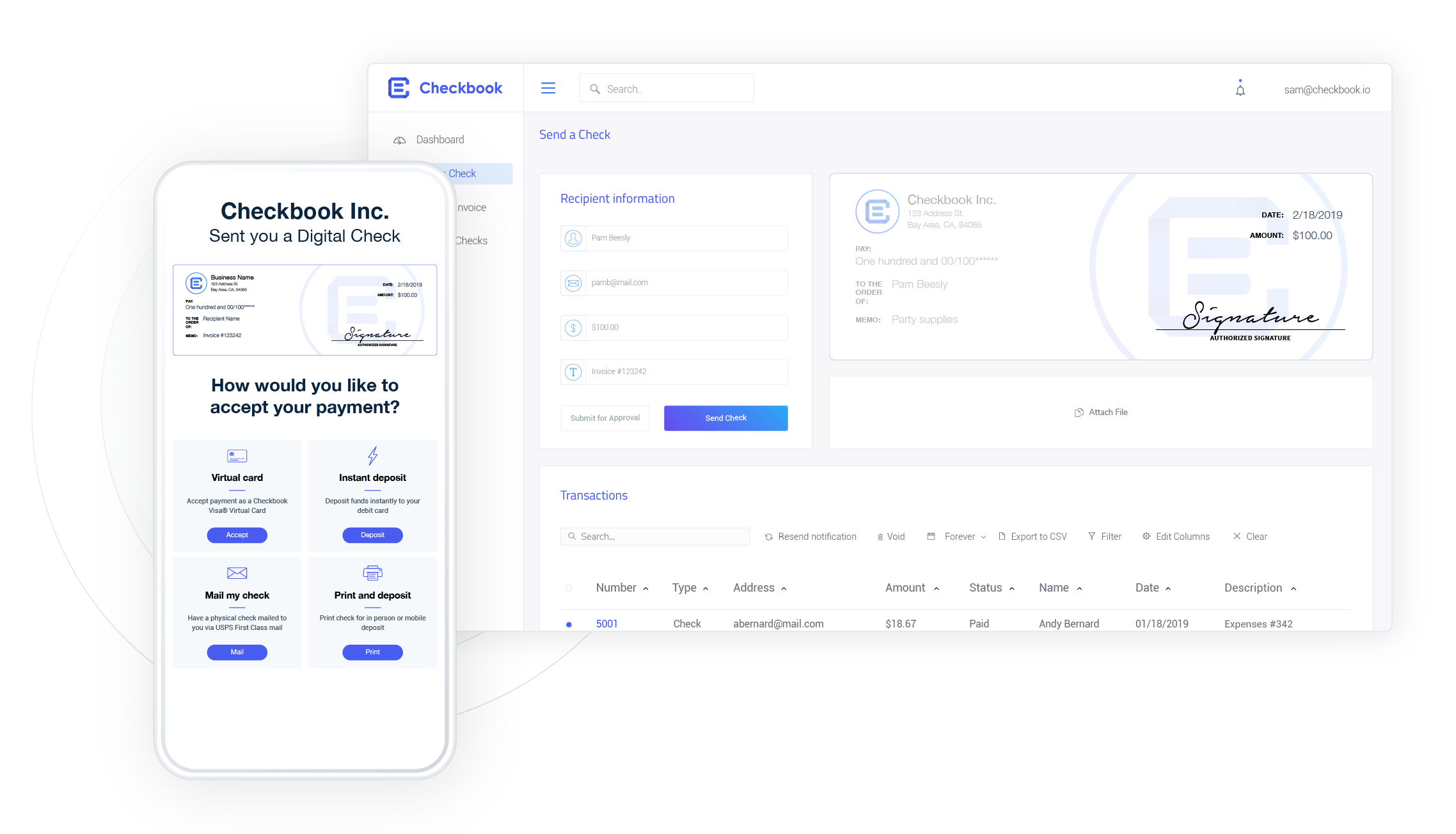 Checkbook dashboard preview